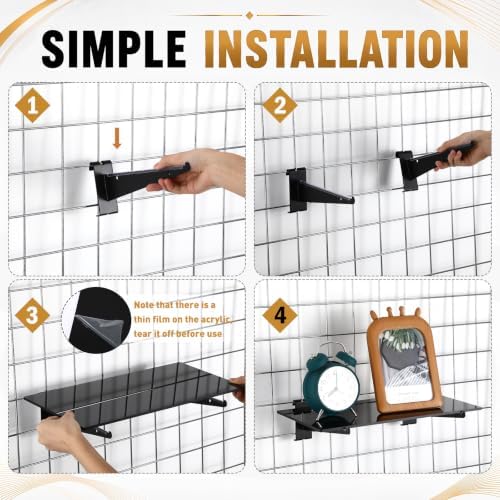 4 Pack Gridwall Acrylic Shelf with Metal Brackets,16 x 8 Inches - Image 3