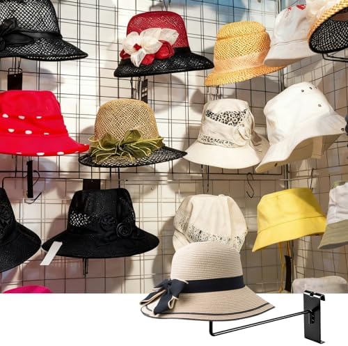 Gridwall Display Hat Retail - 10pcs Hat Helmet Rack Gridwall Accessories for Retail Store Garage(Black) - Image 2