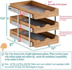 OCG Pull Out Cabinet Drawer 11" W x 21" D, 3 Tier Pull Out Cabinet Organizer, Heavy-Duty Slide Out Drawer for Cabinets, Base Cabinet Organization for Kitchen, Pantry, Bathroom - Image 2