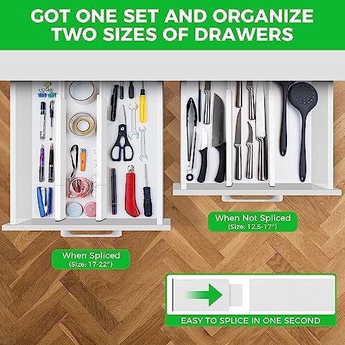 4 Pack Bamboo Drawer Dividers Organizer with Inserts 2.6'' High - Image 2