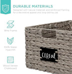Best Choice Products Pantry Baskets Set of 2 16x12in Water Hyacinth Storage Baskets, Woven Wicker Kitchen Organizers with handles w/Chalkboard Label Chalk Marker - Gray - Image 5