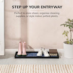 Anji Mountain Rubber Boot Tray with Coir, Fits 3 pair (34.5” wide), Blue & Ivory Insert - Image 2