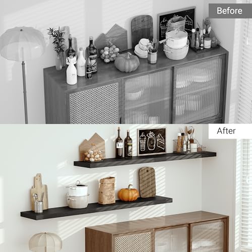 Vivelove Deep Floating Shelves 72x12” Set of 1, Black - Image 5