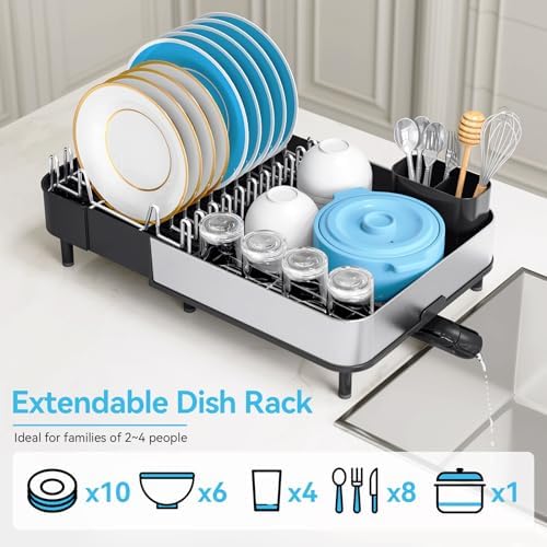 Urackify Stainless Steel Dish Drying Rack for Kitchen Counter,Black - Image 4