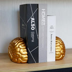 Brain Bookends Office Decorative Bookends for Shelves Heavy Bookends Book Stoppers Book Holders for Desk Decoration (Gold) - Image 4