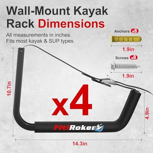Kayak Storage Rack 120LB Wall Mounted Kayak Hook - Image 4