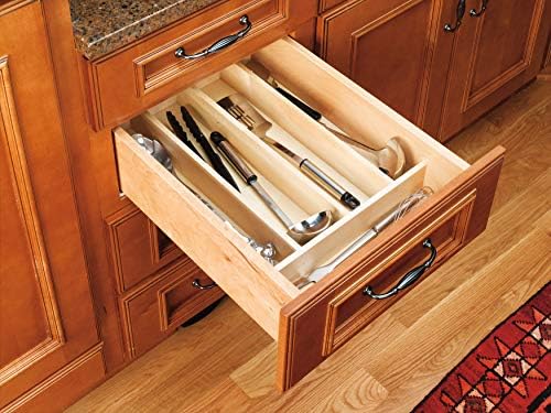 Rev-A-Shelf Custom Trim-to-Fit Silverware Drawer Organizer For Kitchen Utensils, Cutlery Cabinet Storage Divider Insert, 18.5" x 22", Maple Wood, 4WUT-1 - Image 2