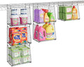 3-Pack Extra-Tall 13.6'' Hanging Laundry Basket Organizer, Foldable Wire Shelf with 360° Rotating Hooks & Reinforced Height - Durable Space-Saving Laundry Room & Closet Organizer, Black Patent by Sonyabecca