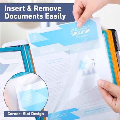 10-Pocket Desk Reference Organizer with 360° Swivel Base & 10 Double-Sided Panels Holds 20 Sheets A4/Letter Size Paper, Fast Flip & Find Desktop Reference System with Colored Index Tabs, White - Image 5