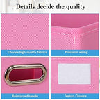 STOREONE Fabric Storage Cube Bins Foldable Organizer Container Collapsible Basket with Lids and Metal Handles, for Home, Bedroom, Closet 6 Pcs (Pink) - Image 7
