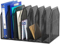 FANXIYQ Black 7-Section File Folder Organizer for Desk, Metal Vertical File Holder Stand, Desktop File Organizer Rack for Letter/A4 Folders, Papers, Books, Office Classroom Home by FANXIYQ
