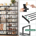 Simple Trending 8-Tier Shoe Rack Large Capacity 64 Pairs Tall Shoe Shelf, Sturdy Metal Shoe Organizer for Entryway, Closet, Bedroom, Black - Image 6