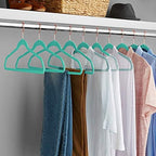 VECELO Premium Velvet Clothes Hangers Suit Heavy Duty (50 Pack)-Non Slip & Space-Saving with 6 Finger Clips & 2Tie Rack Excellent for Men and Women,Light Teal - Image 6