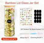 BGraceyy Glass Jars with Bamboo Lids, 72oz 3Pcs Kitchen Glass Containers with Bamboo Lids, Airtight Glass Pantry Storage Containers with Lids for Spaghetti, Pasta, Rice, Nuts, Flour, Bean, Dry Foods - Image 3