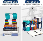 2 Pack Adjustable Metal Book Ends for Heavy Books, Extends Up to 19", Blue - Image 6
