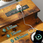 Korfile 47 Inch Computer Desk with Power Outlets,LED,5 Drawers,Rustic Brown - Image 4