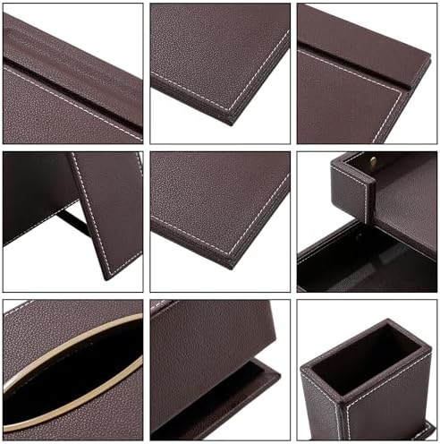 Leather Desk Set, 13-Piece All-in-One – Executive Desk Accessories & Office Supplies,Desk Organizer with Desk Pad & Blotter, 2-Tier Letter Tray, Luxury Office Desk Decor & Boss Gifts (Brown) - Image 5