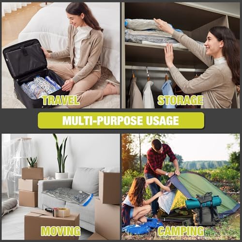 HIBAG Vacuum Storage Bags with Electric Pump, Vacuum Seal Bags for Clothing, Pillows, Blanket Bedding Comforters, 10 pack Large - Image 5