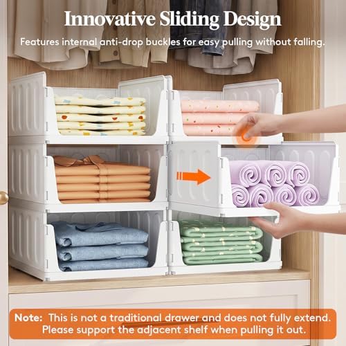 Lifewit 8 Pack Stackable Closet Storage Organizers for Clothes 14" Depth - Image 4