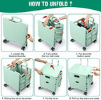 FELICON SELORSS Folding Utility Cart Portable Rolling Crate Handcart-Green - Image 5