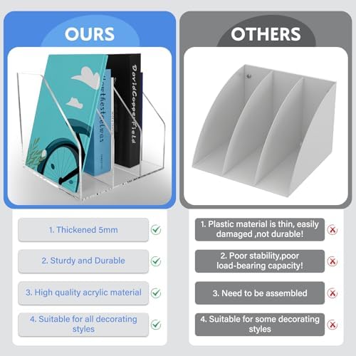 Acrylic Paper Tray Stackable Letter Organizers, Clear Paper Desk Organizer, 3-Tier, Desk A4 File Holder for Office Document Desktop File - Image 3