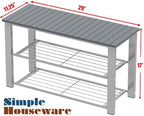 Simple Houseware Wooden Top Shoe Rack Bench for Entryway, Grey - Image 3