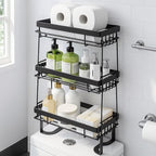 PowerKing Over The Toilet Storage Shelf, 3 Tier Bathroom Organizer, Black by PowerKing