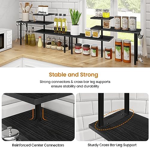 Homode Bathroom Counter Organizer Corner Shelf, Kitchen Countertop Organizer, 3 Tier Wood Counter Shelf Stand for Over The Sink, Coffee Station, Desktop, Black - Image 5