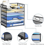 Daltack 6-Tier Paper Organizer for Desk with Handle, Black, 2 Pack - Image 4