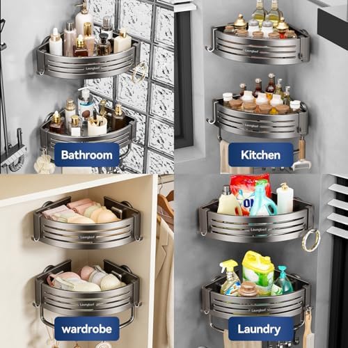 Corner Shower Caddy Suction Cup, Gray (3 Pack) - Image 4