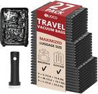 Travel Vacuum Bags for Clothing with Cordless Pump 27 Combo, Black by SUOCO
