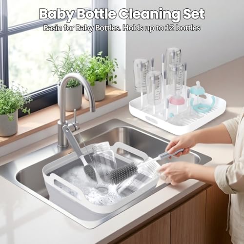 Volnamal Collapsible Wash Basin with Drying Rack & Drain Plug, Gray - Image 2