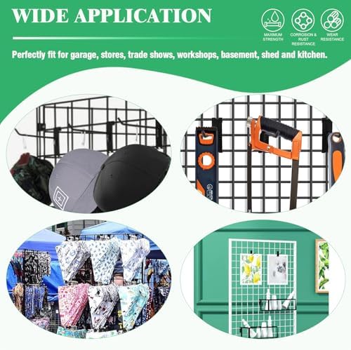40Pcs 10" Gridwall Display Hooks Assortment Set, Black Metal Grid Wall Panel Hanging Display Hook for Garage Shop Retail Storage, Wire Diameter 5mm/ 0.2” - Image 7