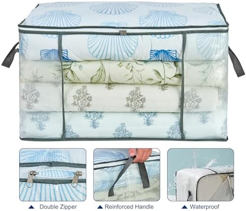 80L Clear Large Storage Bag for Clothes Comforters Blankets Pillows Bedding - Image 4