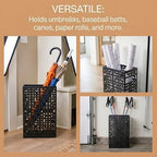 BEWBBAT Umbrella Stand Rack for Entryway, Hollow Metal Holder, FreeStanding Storage Bin for Long Umbrellas, Holds 6-7, Black - Image 4