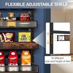 6 Tier Pantry Door Organizer Spice Rack, 2-IN-1 Wall Mount or Hanging Over Door Seasoning Organizer with Adjustable Baskets, Heavy Duty Behind Door Storage Shelves for Pantry, Cabinet and Kitchen - Image 3
