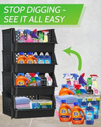 Large Stackable Storage Bins Open Front for Pantry Storage, 4 Pack - Black - Image 4