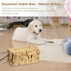BTSKY Woven Cable Management Box with Lid Water Hyacinth Cord Organizer, L - Image 5