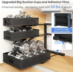Under Sink Organizer, 3-Tier Thickened Metal Pull out Cabinet Organizer Shelf, Height Adjustable Slide out Storage Drawer Rack for Kitchen Bathroom Pantry Laundry Home Organization, 1-Pack, Black - Image 6
