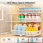 3-Tier Under Sink Organizer, Slide Out Drawer Rack, White, 2 Pack - Image 4