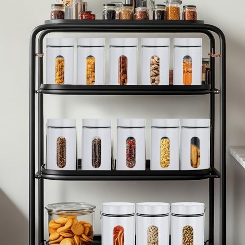 Mimorou 6 Pack 32 oz Airtight Stainless Steel Kitchen Canisters, White - Image 6