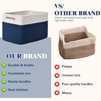 Storage Baskets for Organizing, 4 Pack Baskets for Shelves, Decorative Storage Bins for Shelves, Cotton Rope Storage Basket with Handles, Woven Basket for Storage, 13''Lx8.7''Wx7.9''H, White & Blue - Image 4