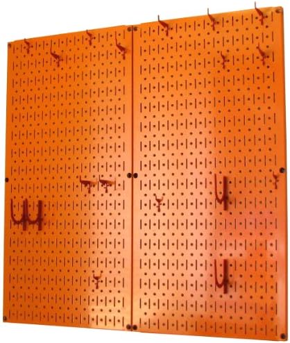 Wall Control Kitchen Pegboard Organizer Pots and Pans Storage Rack Organization Kit with Orange Pegboard and Red Accessories - Image 2