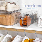 Plastic Food Storage 2 Pack Clear Container Bin with Handles for Organizing Kitchen, Pantry, Refrigerator, Freezer, Pantry, Cabinet, Closet, Bathroom. 14”x4”x5” - Image 2