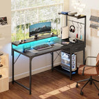 PRAISUN 47.2 Inch Gaming Desk with LED Lights & Power Outlets - Image 2