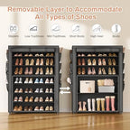 VTRIN Shoe Rack with Cover, 7 Tier Shoe Organizer Storage for 35-40 Pairs Shoes and Boots Large Capacity Tall Shoe Shelf with 8 Pockets Free Standing Shoe Rack for Closet, Entryway, Garage - Image 6