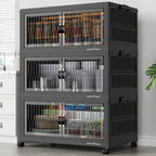 BROVIEW 360Qt Stackable Storage Bins with 3 Lids, Extra Large Closet Organizer Collapsible Drawer Boxes with Wheels, Folding Plastic Cabinet Containers for Home Kitchen Room Organization, 3Pack Black by BROVIEW-EnjoytheArtofLife