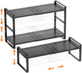 Multi-Functional Metal Shoe Rack,Expandable Adjustable Stackable Kitchen Organizer,Metal Shelf risers for cabinets, Kitchens and Closet, Bathroom(3Packs/Black/Large) by Ipotivespaceorganization