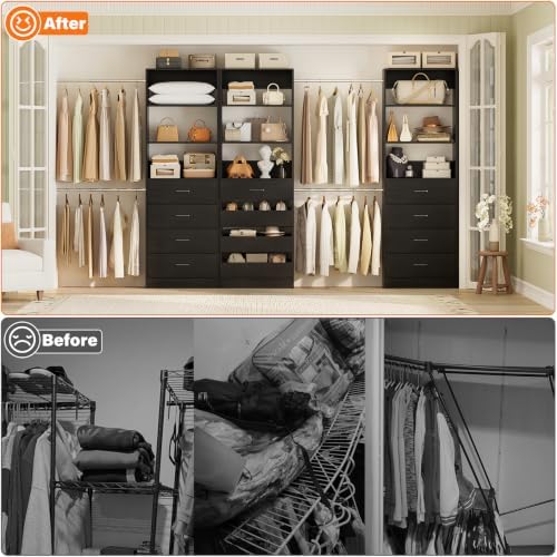 Aheaplus Closet System with 12 Drawers, 8.5-11.5Ft Closet Organizer System - Image 4