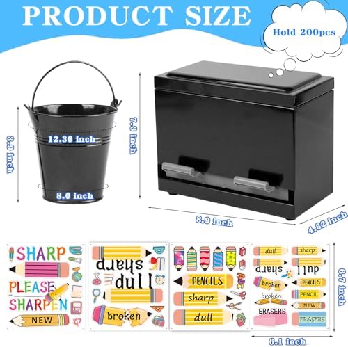 Pencil Dispenser for Classroom Stainless Steel Pencil Holder for Desk, Pencil Dispenser Set with Silicone Organizer & 4 Stickers, Classroom Must Haves Teacher Homeschool Office Supplies - Image 2